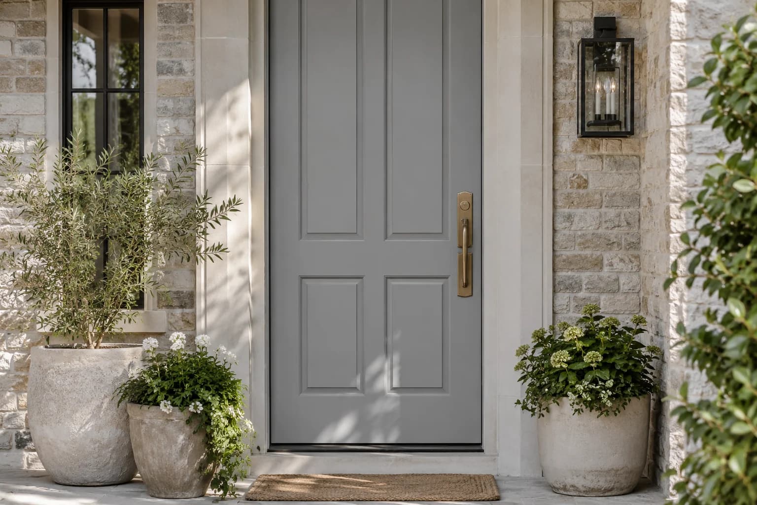 Front door featuring Flagstone paint