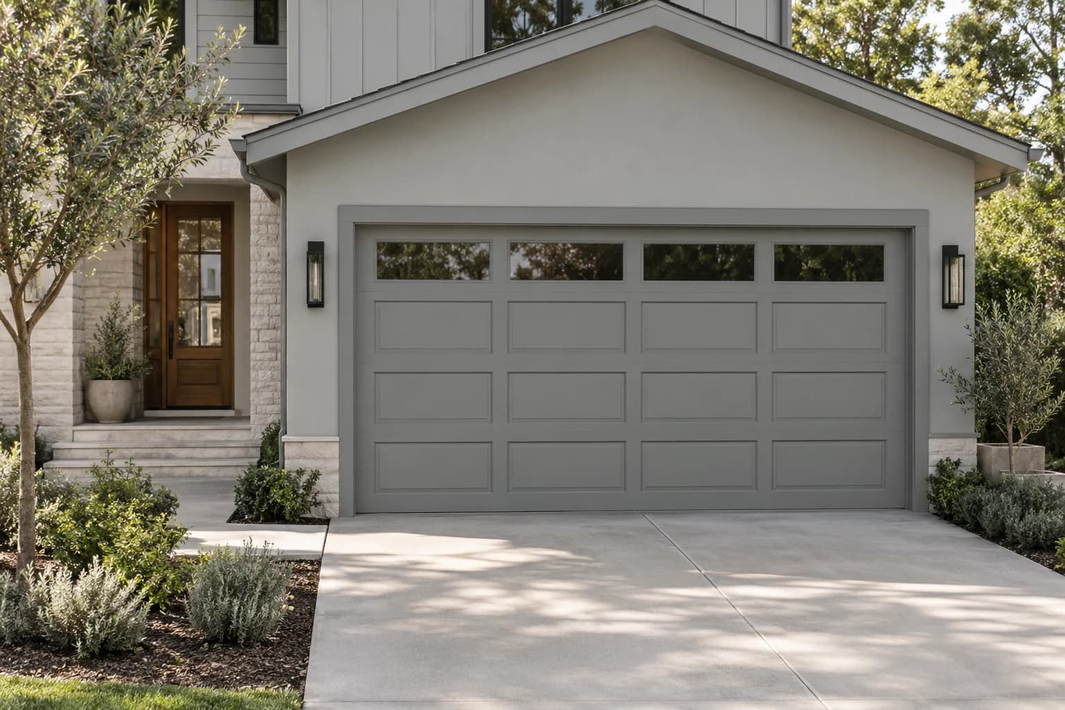 Garage door featuring Flagstone paint
