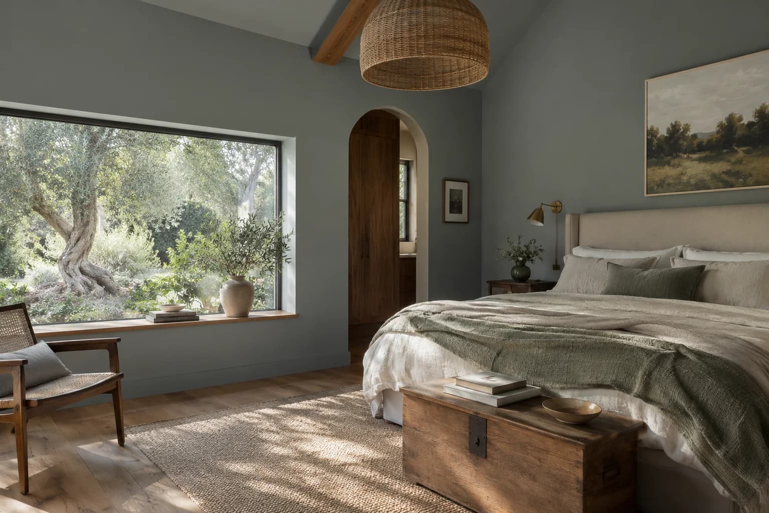 Bedroom featuring Garrison Gray paint