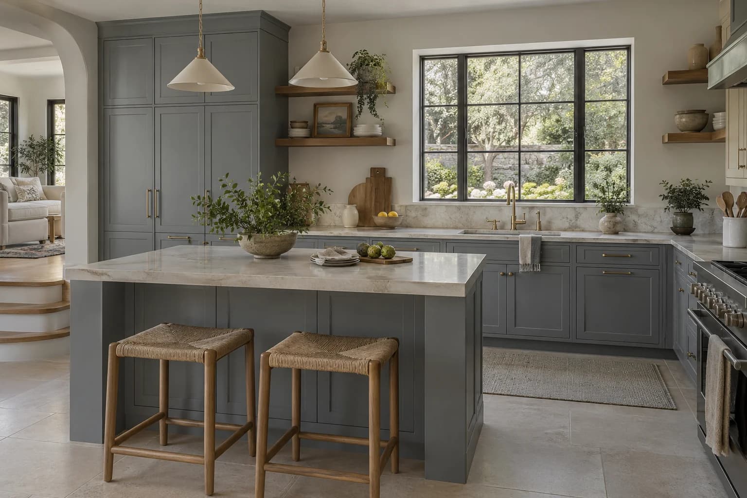 Kitchen cabinets featuring Garrison Gray paint