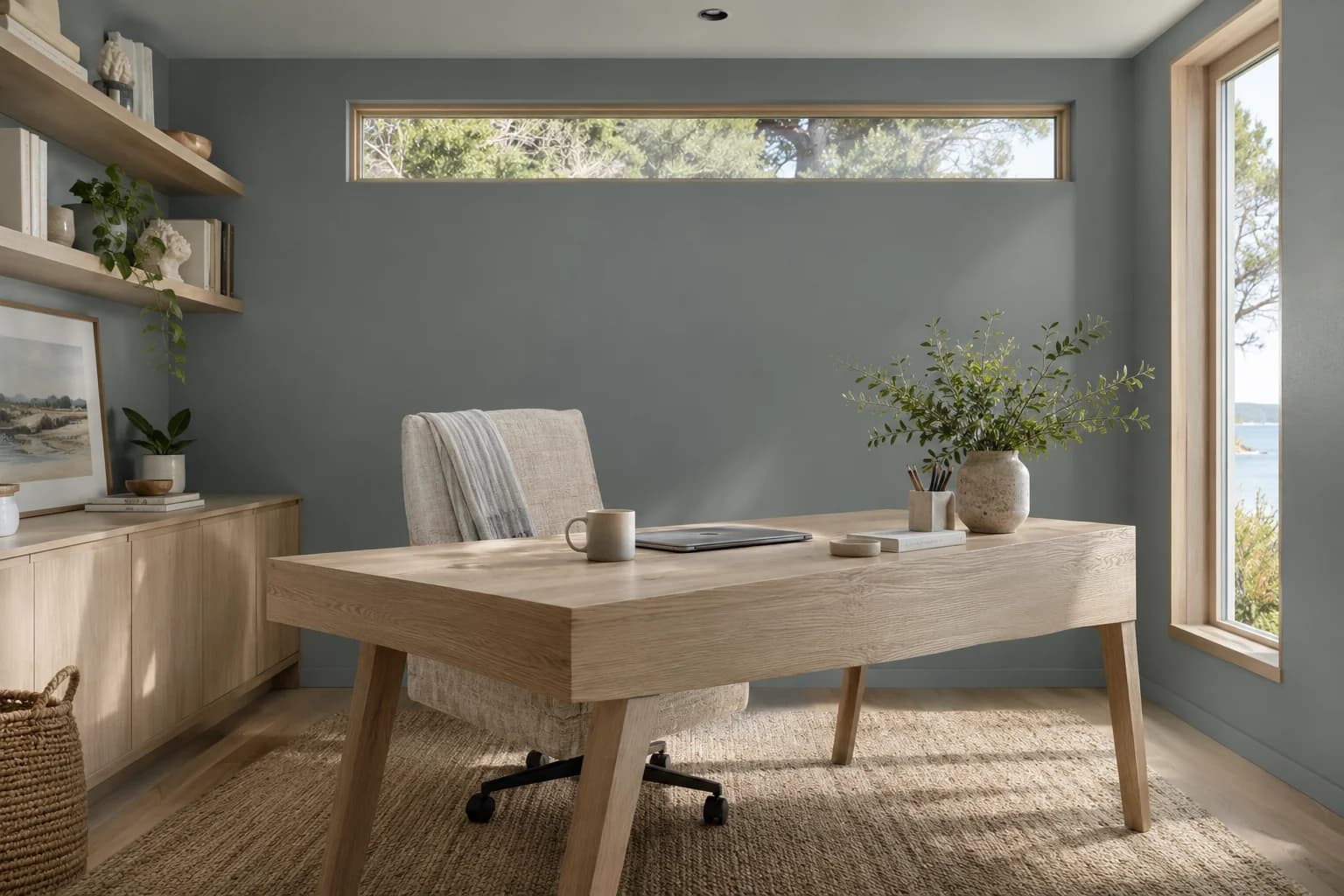 Home office featuring Garrison Gray paint