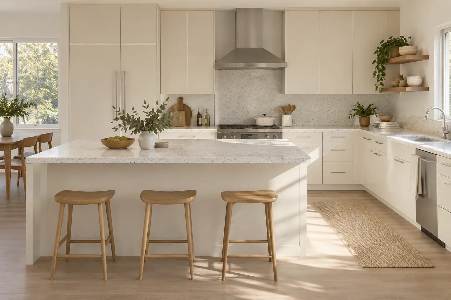 Kitchen cabinets featuring Oatmeal paint
