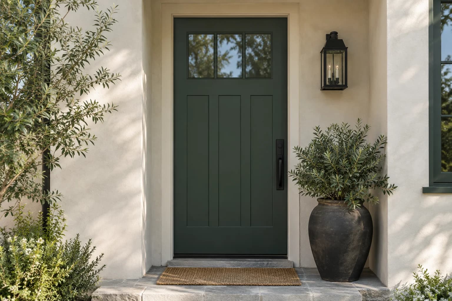 Front door featuring Pine Forest paint