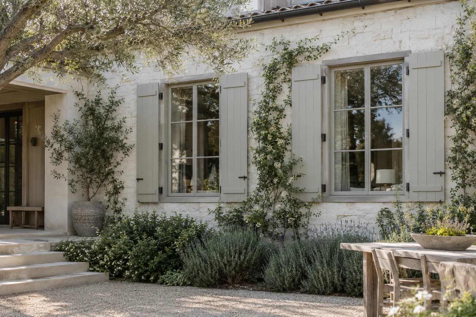 Shutters & trim featuring Silent Smoke paint