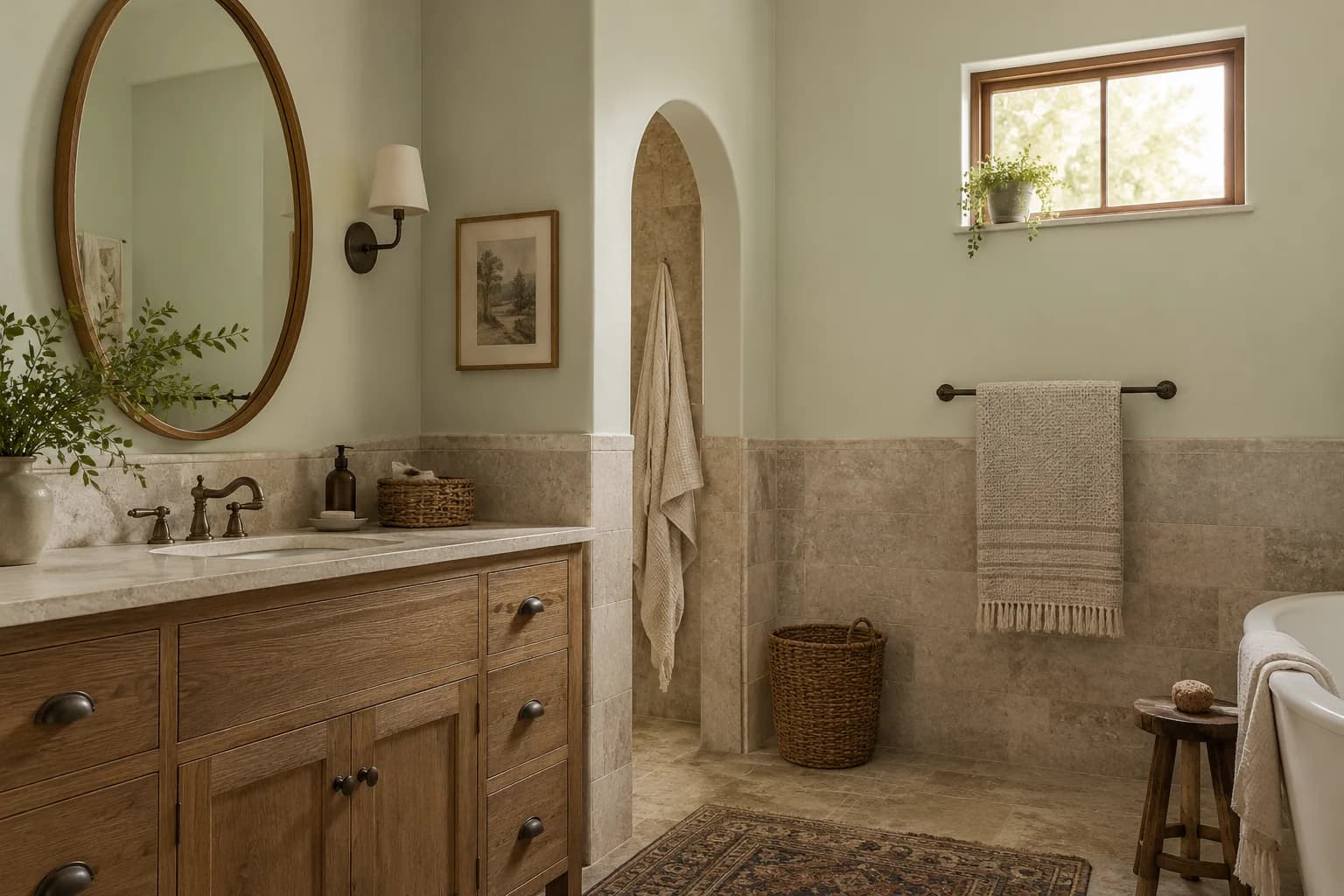 Bathroom featuring White Sage paint