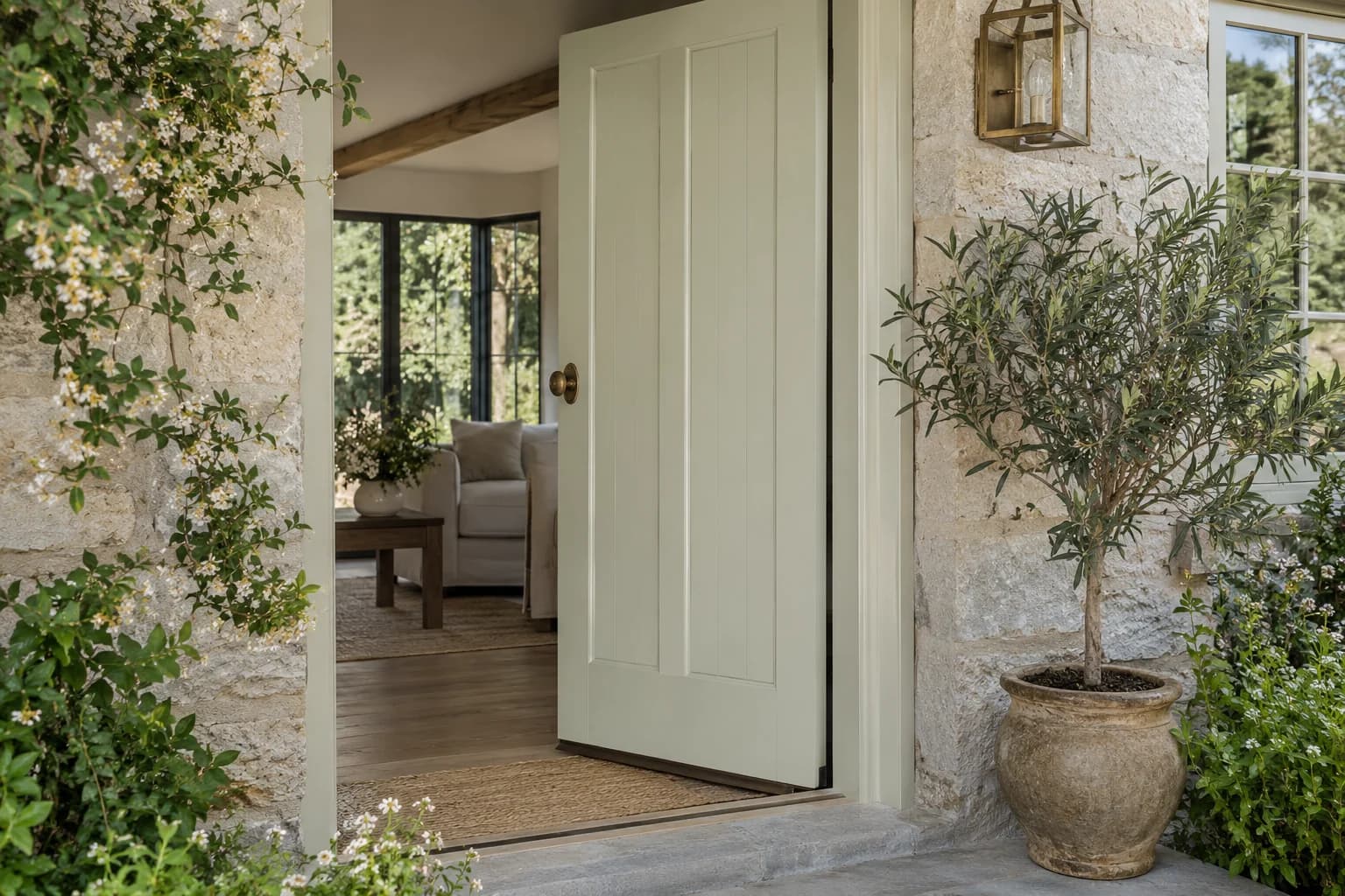Front door featuring White Sage paint