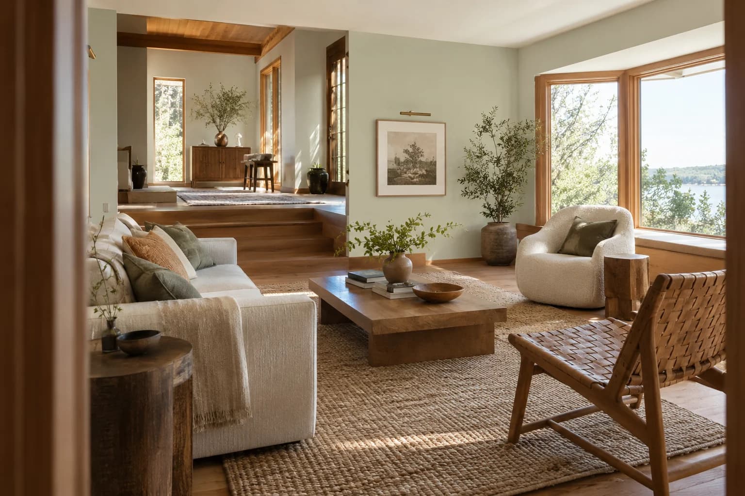 White Sage walls in a Japanese-inspired living room
