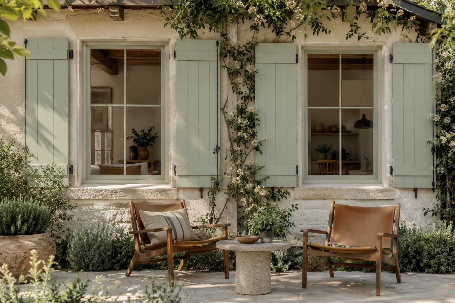 Shutters & trim featuring White Sage paint