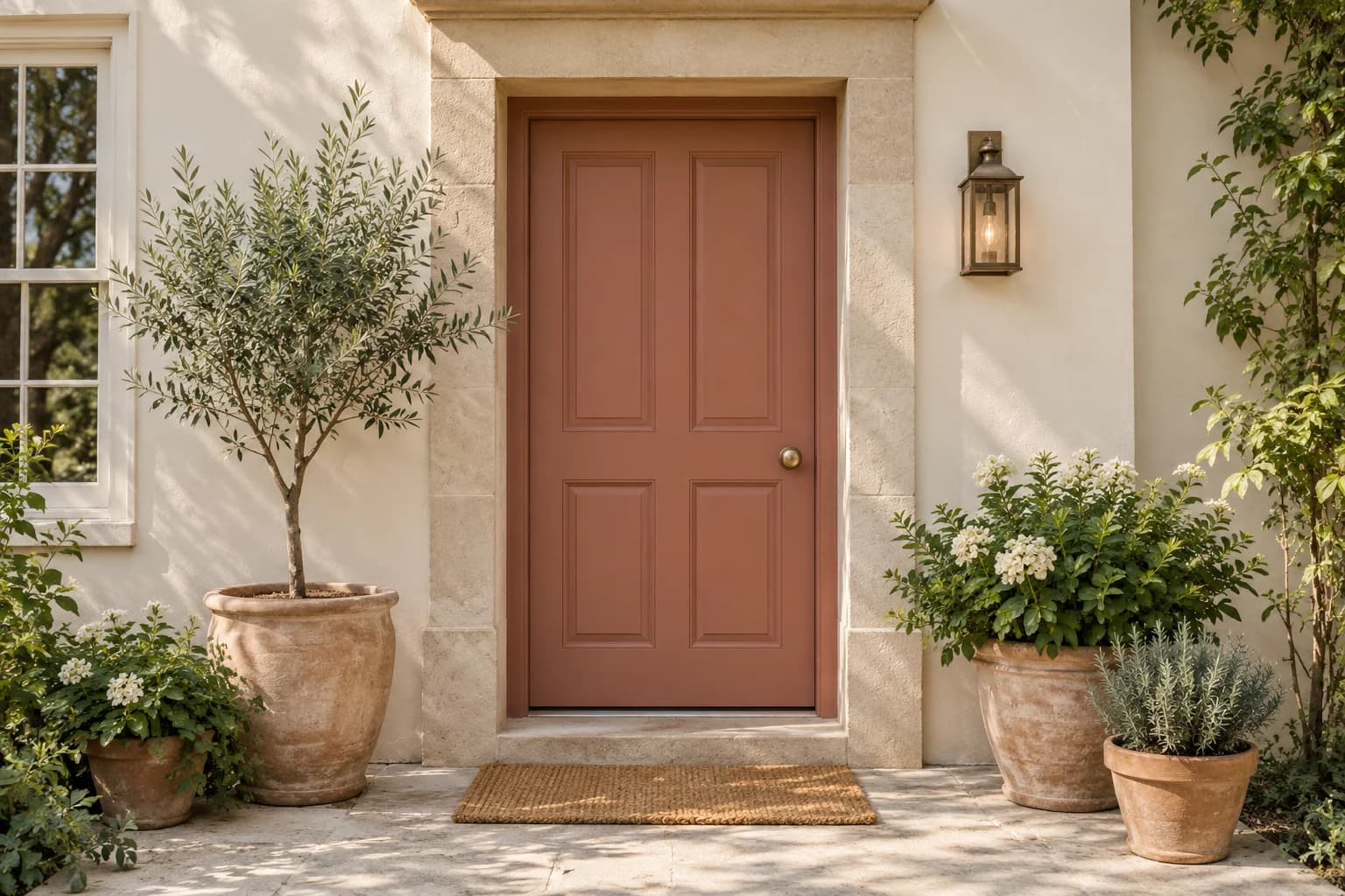 Front door featuring Red Earth paint