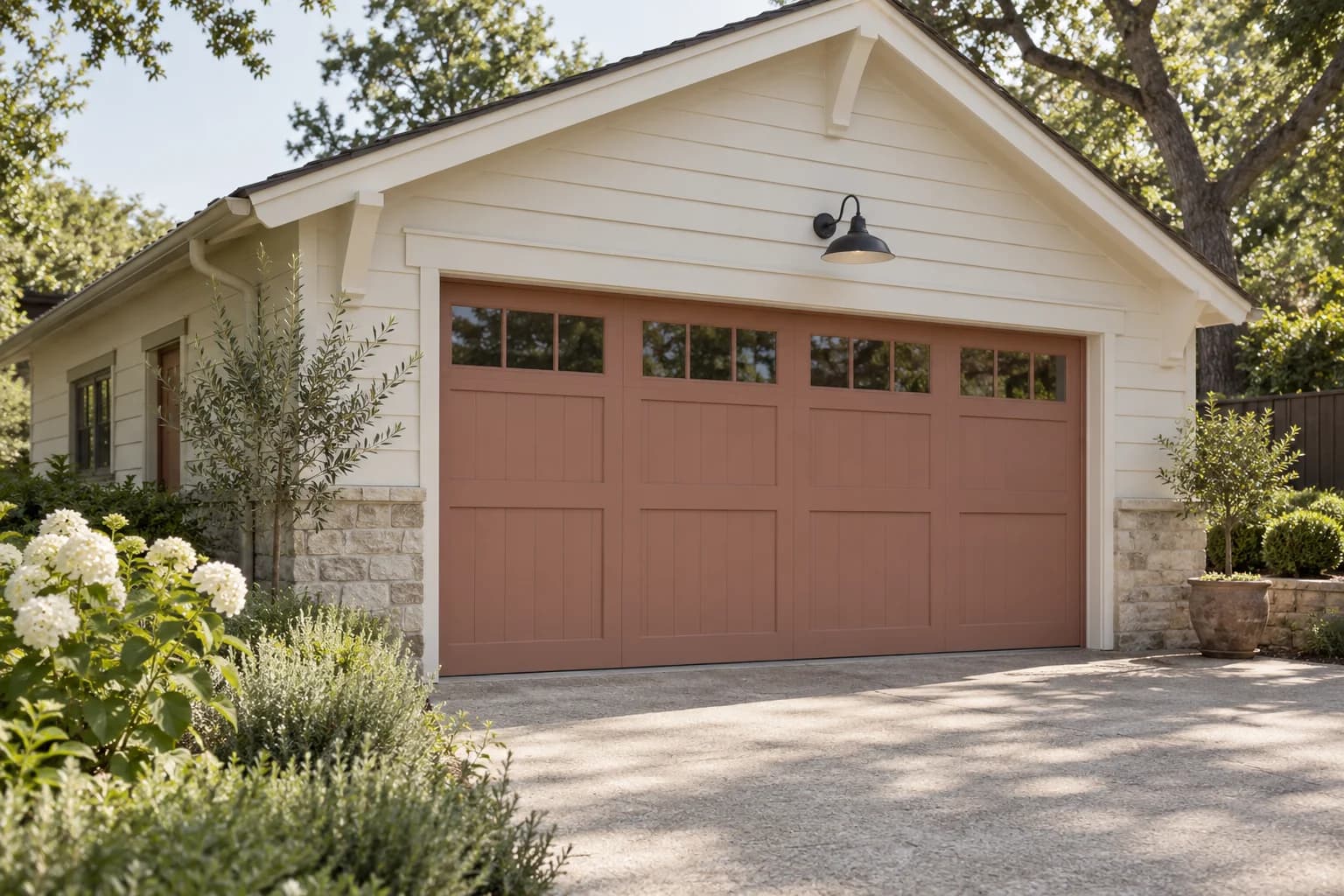 Garage door featuring Red Earth paint