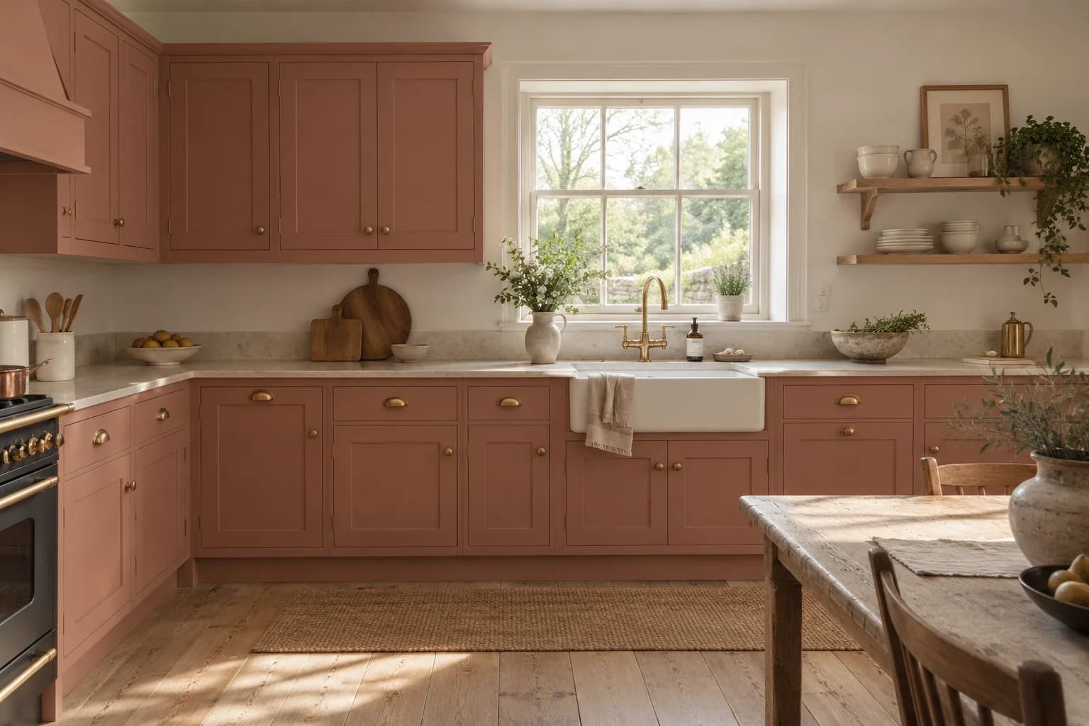 Kitchen cabinets featuring Red Earth paint