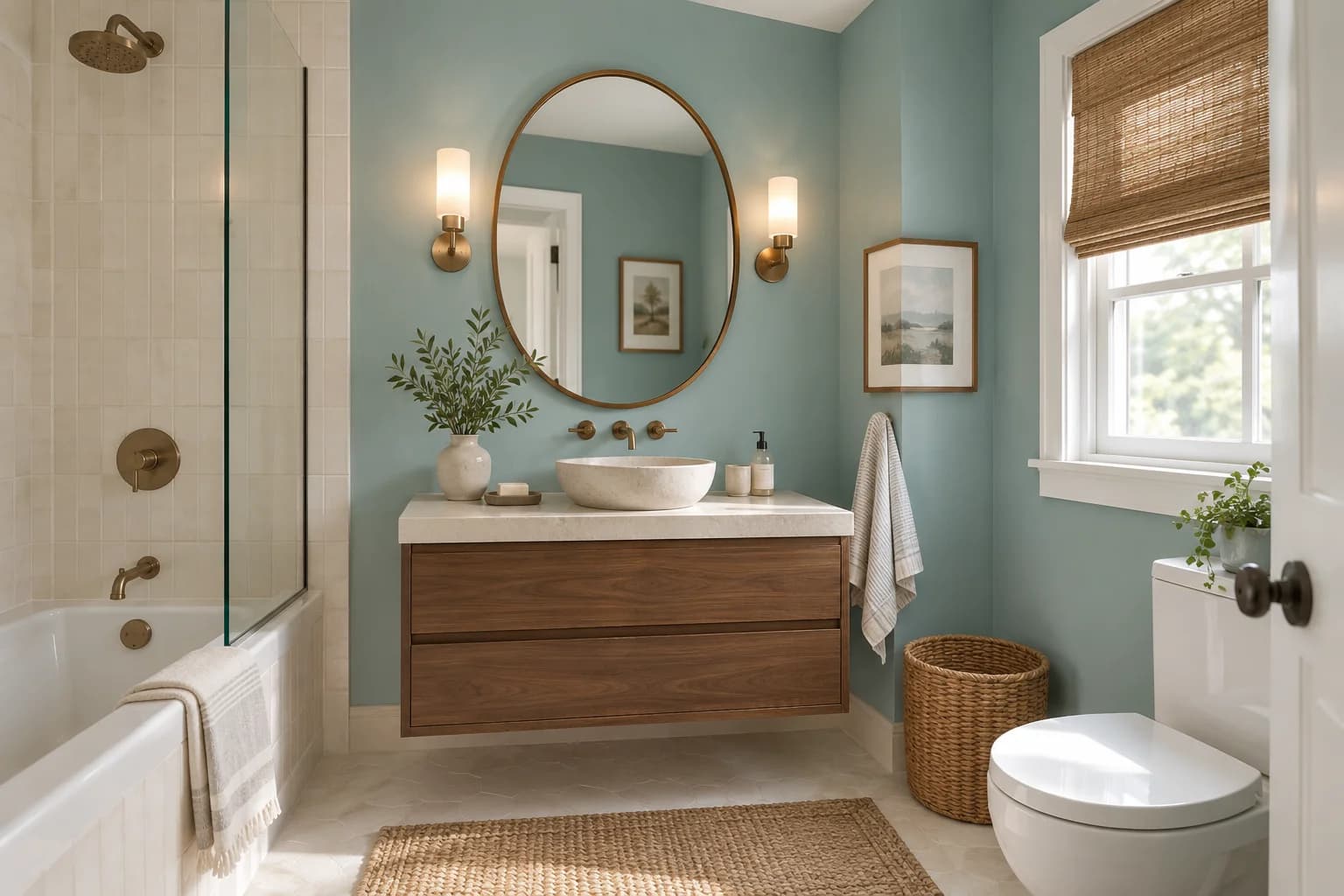 Bathroom featuring Renew Blue paint