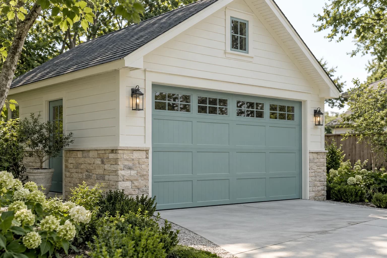 Garage door featuring Renew Blue paint