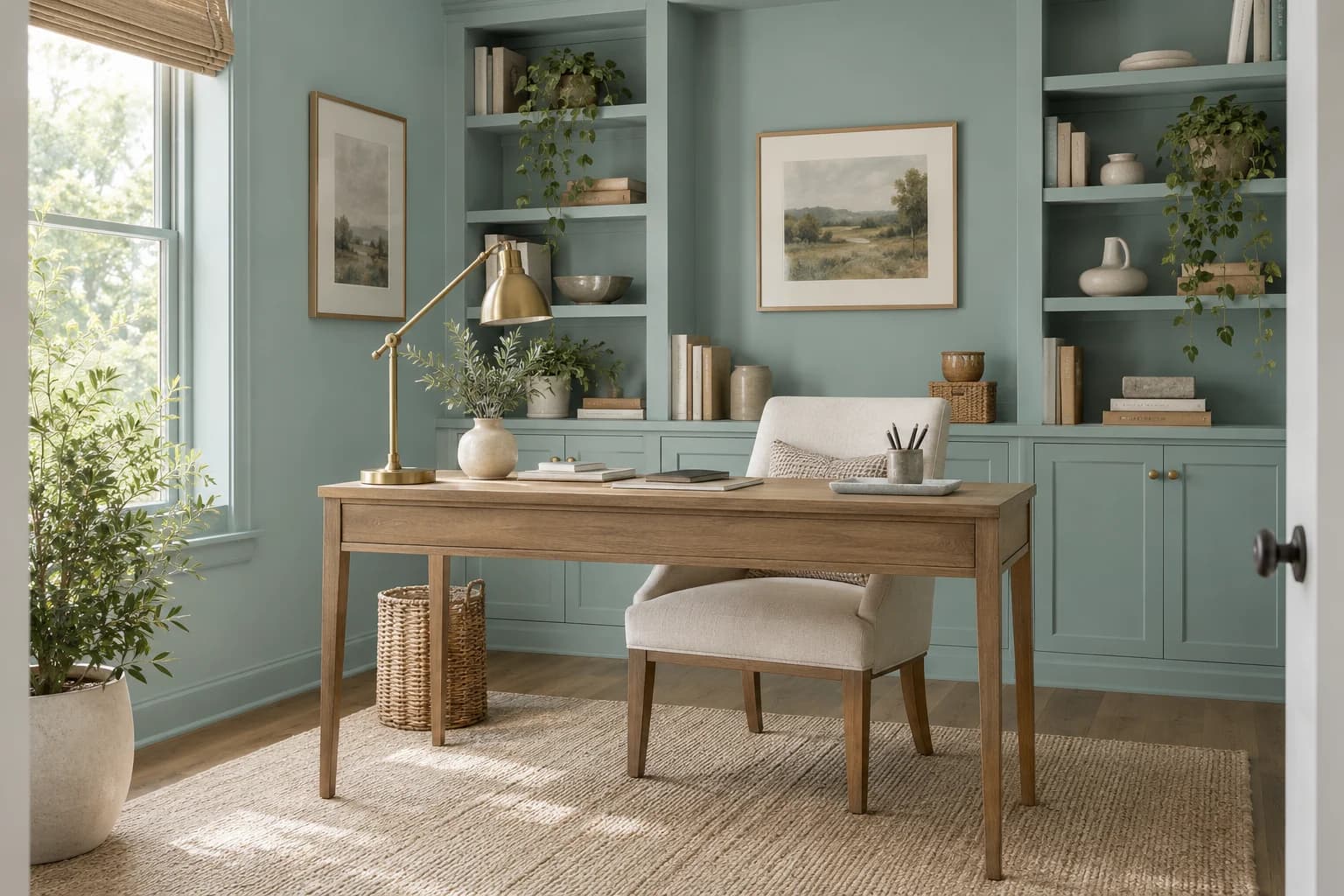 Home office featuring Renew Blue paint
