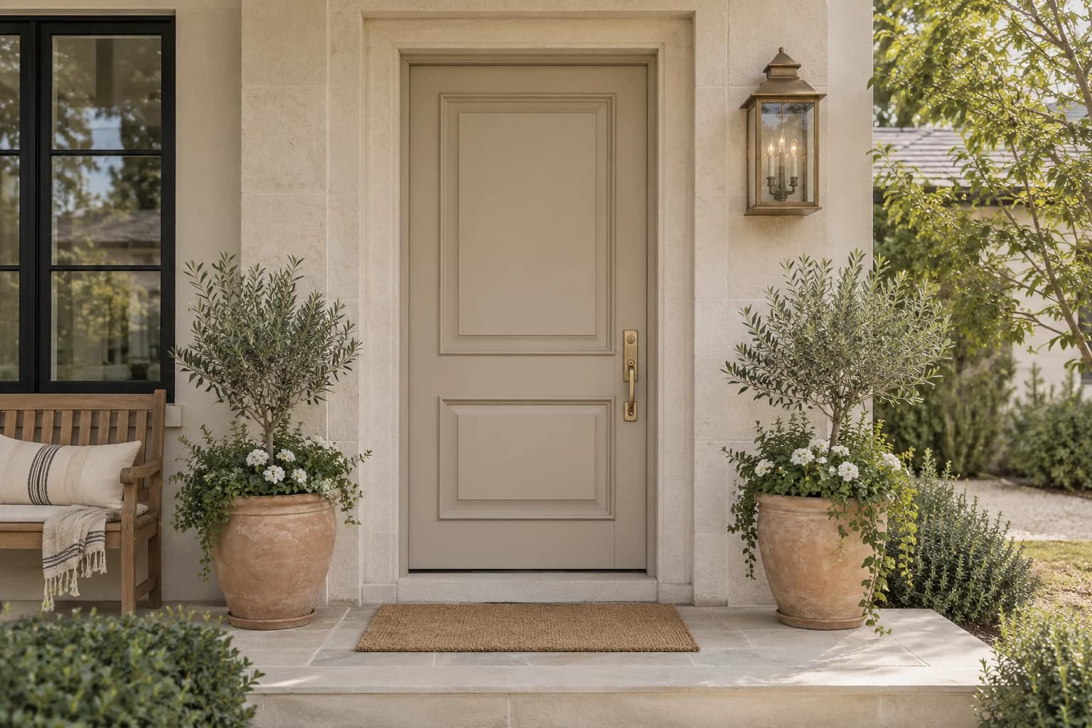 Front door featuring Accessible Beige paint