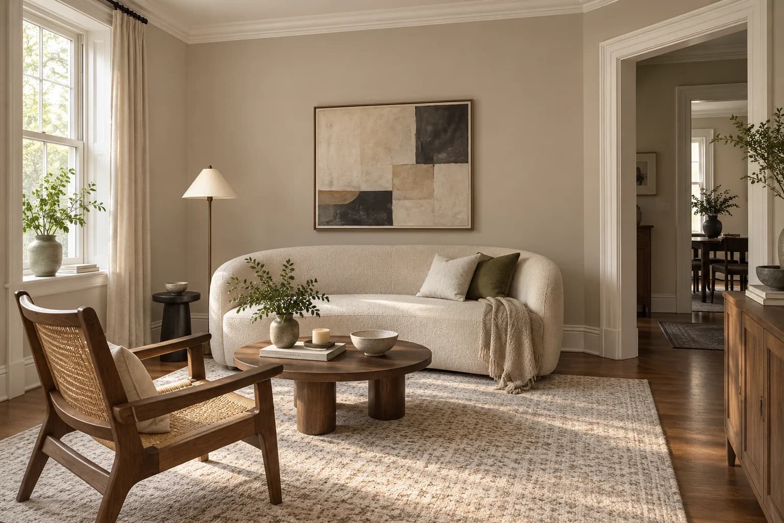 Living room featuring Accessible Beige paint