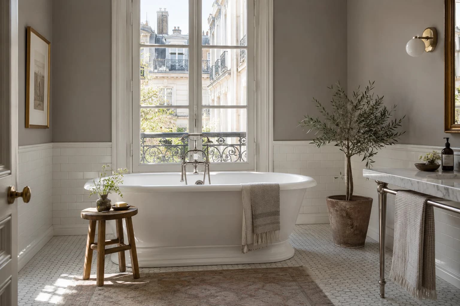Bathroom featuring Dorian Gray paint