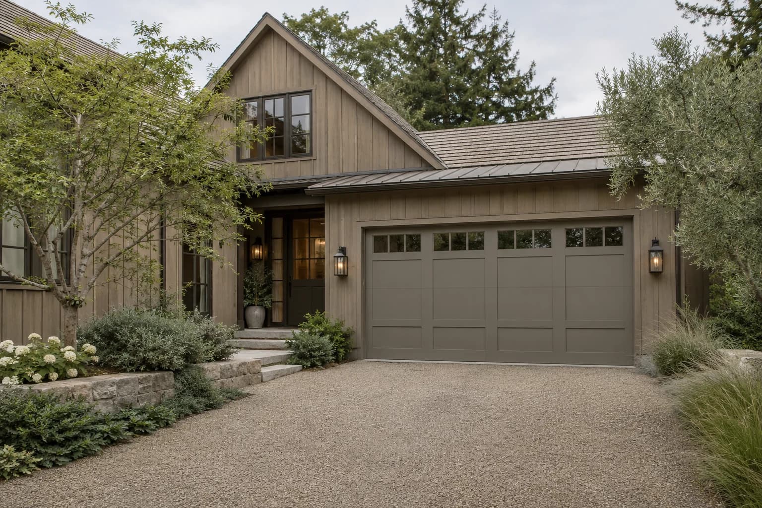 Garage door featuring Dovetail paint