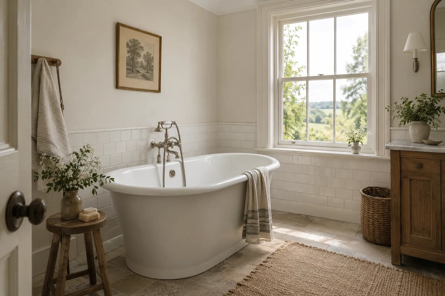 Bathroom featuring Eider White paint
