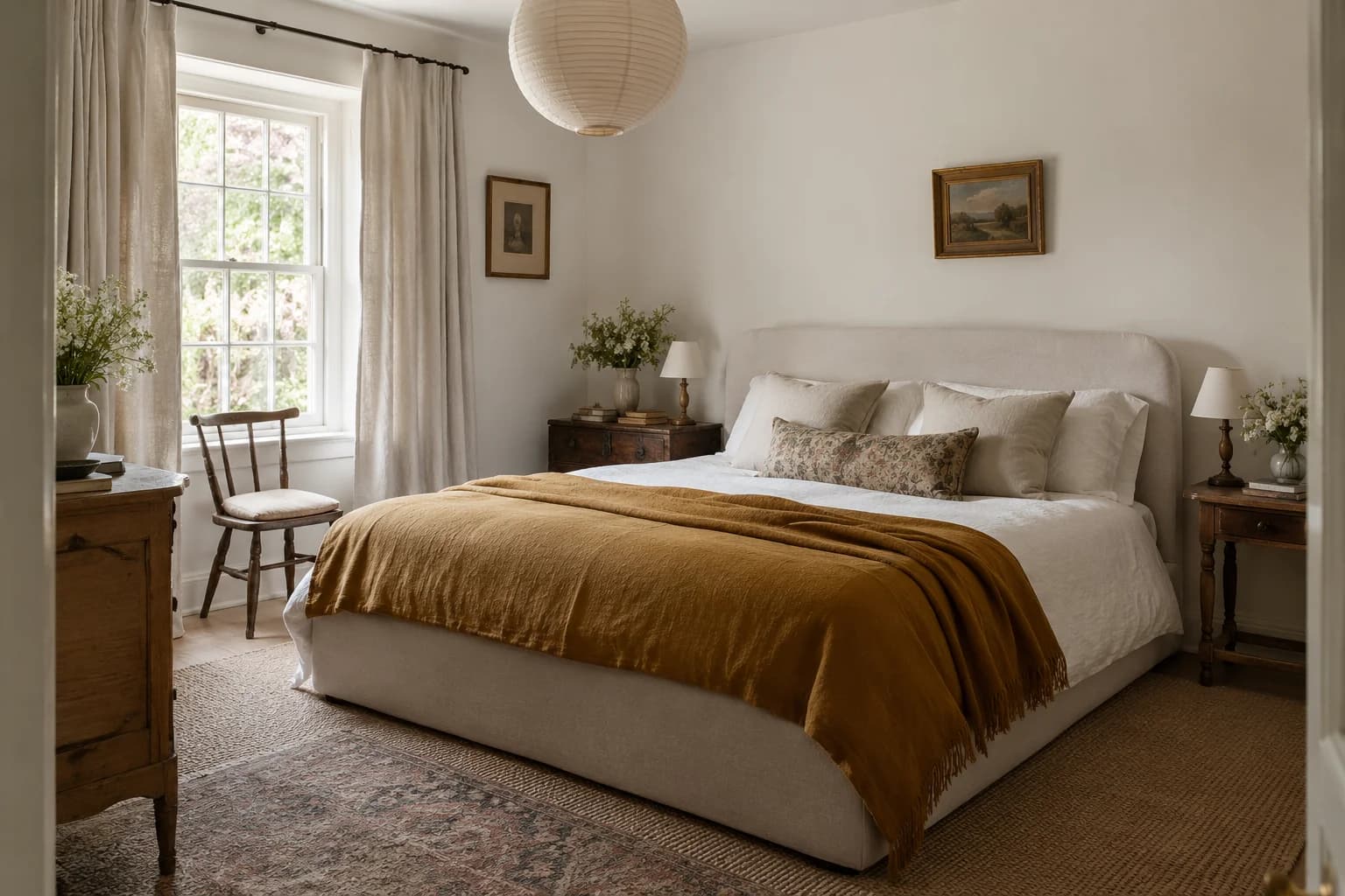 Bedroom featuring Eider White paint