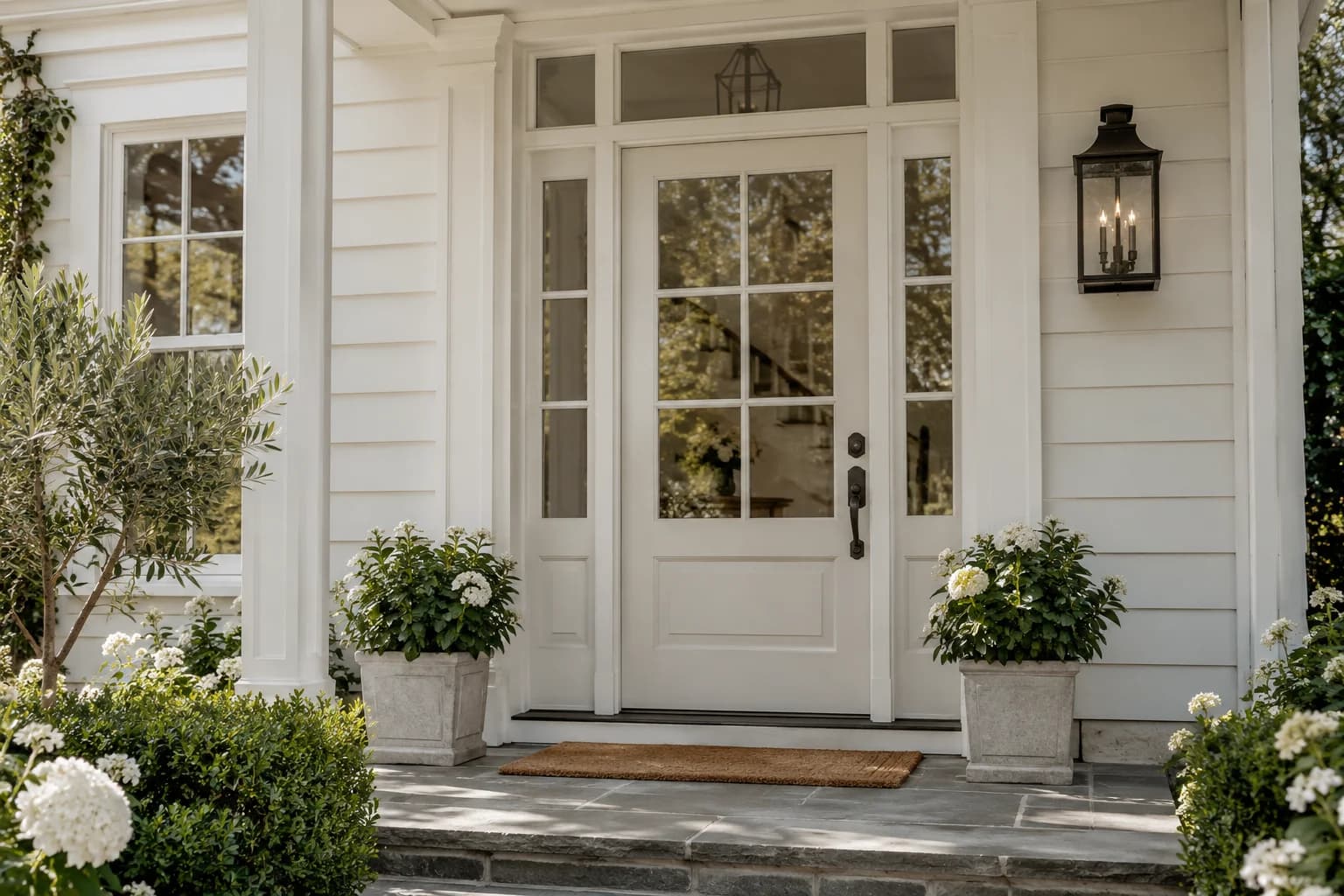 Front door featuring Eider White paint