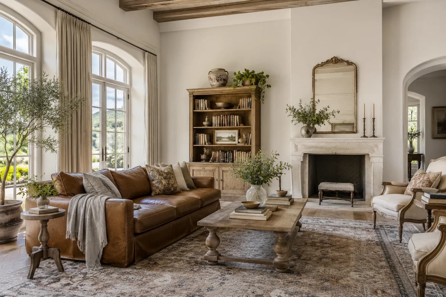 Eider White walls in a French country living room