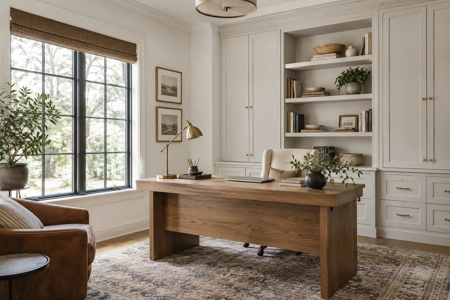 Home office featuring Eider White paint