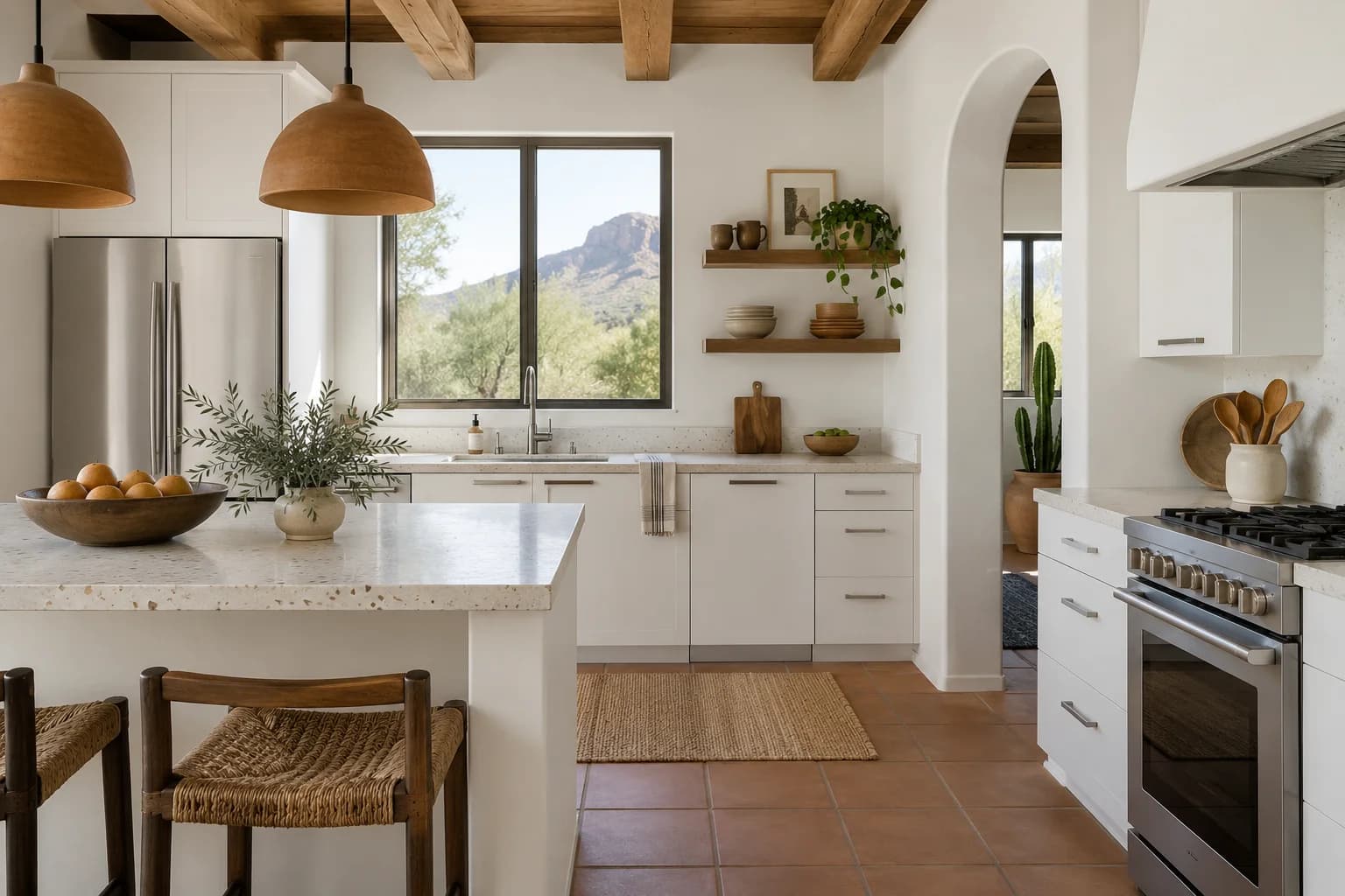 Kitchen cabinets featuring Extra White paint