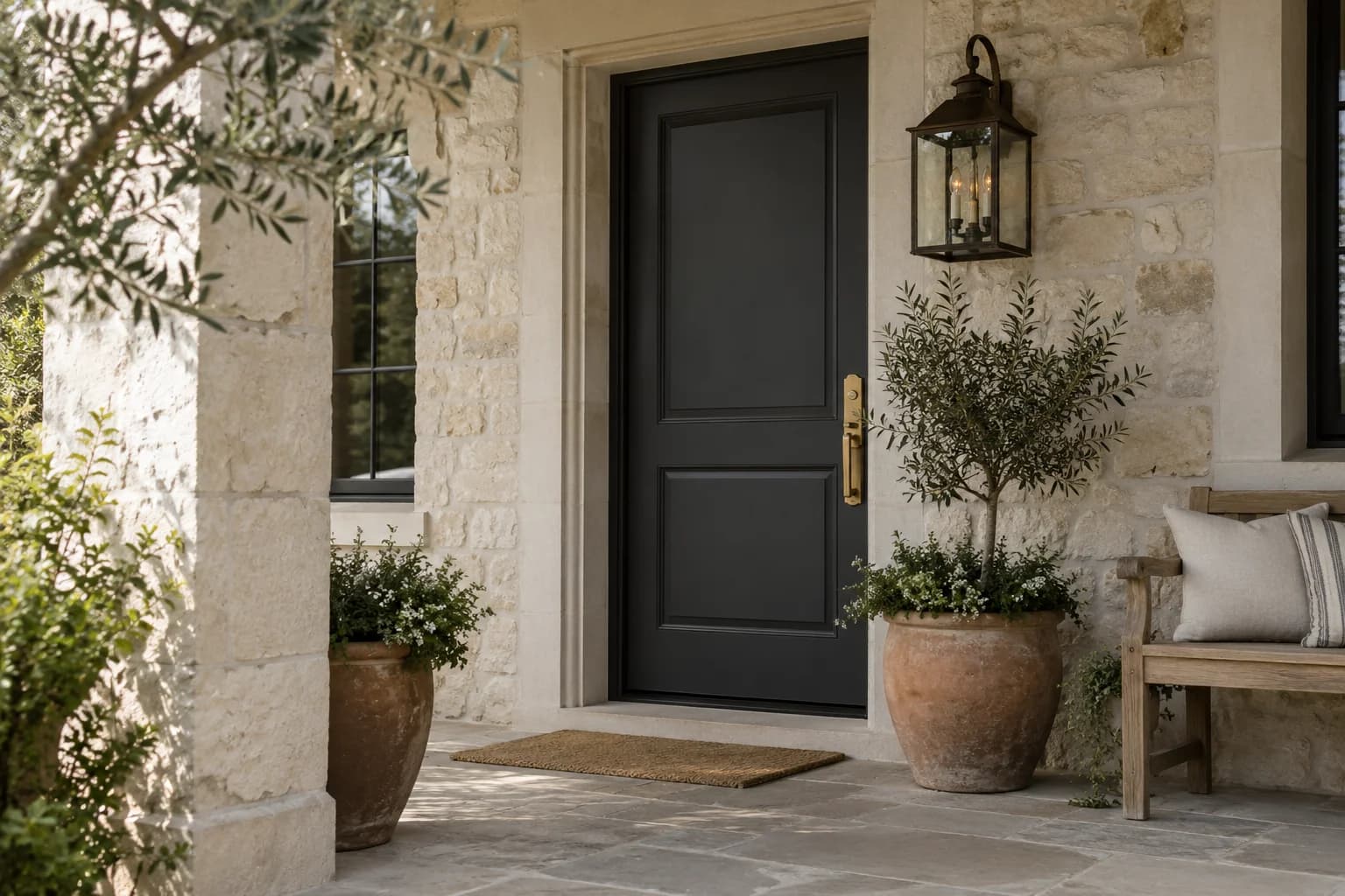 Front door featuring Iron Ore paint