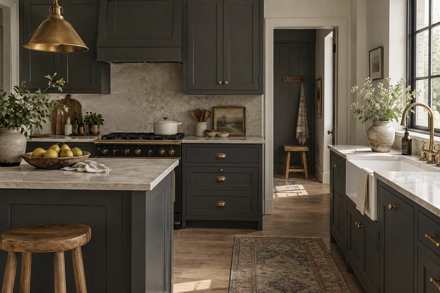Kitchen cabinets featuring Iron Ore paint