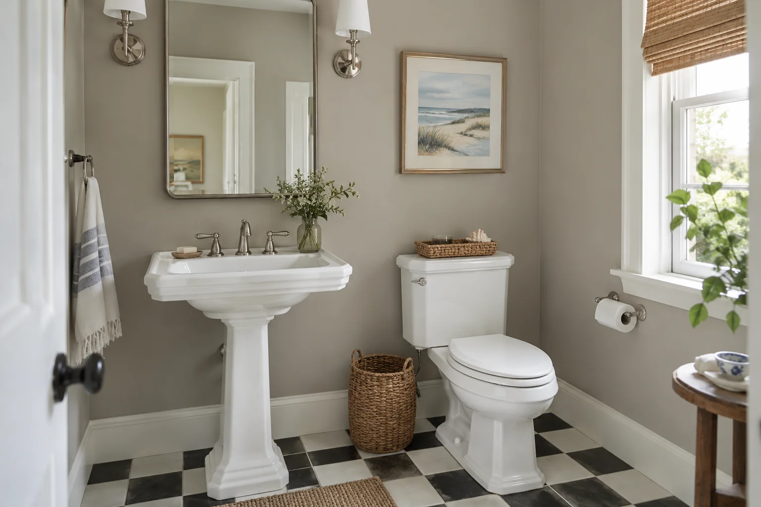 Bathroom featuring Mindful Gray paint