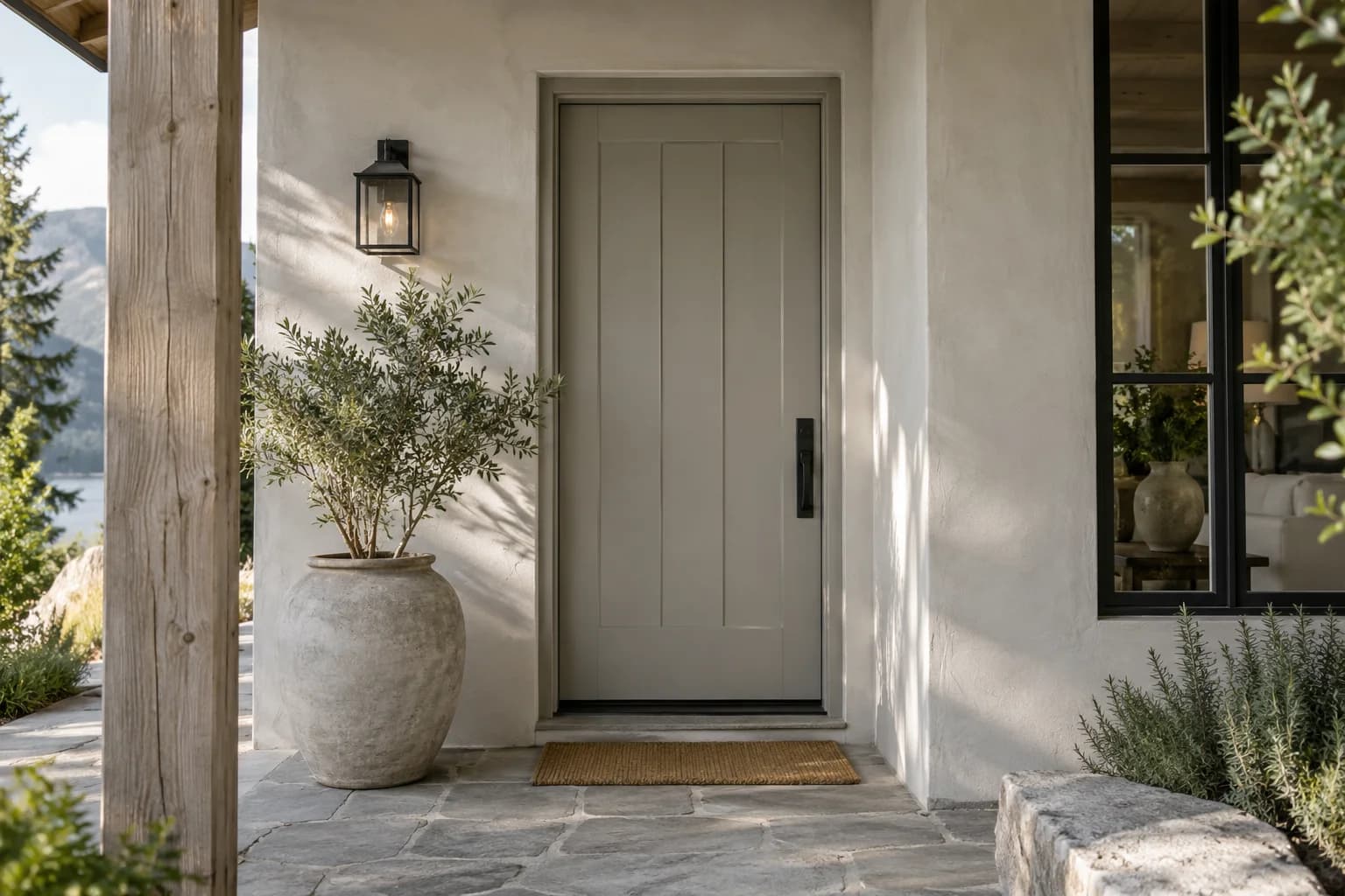 Front door featuring Mindful Gray paint