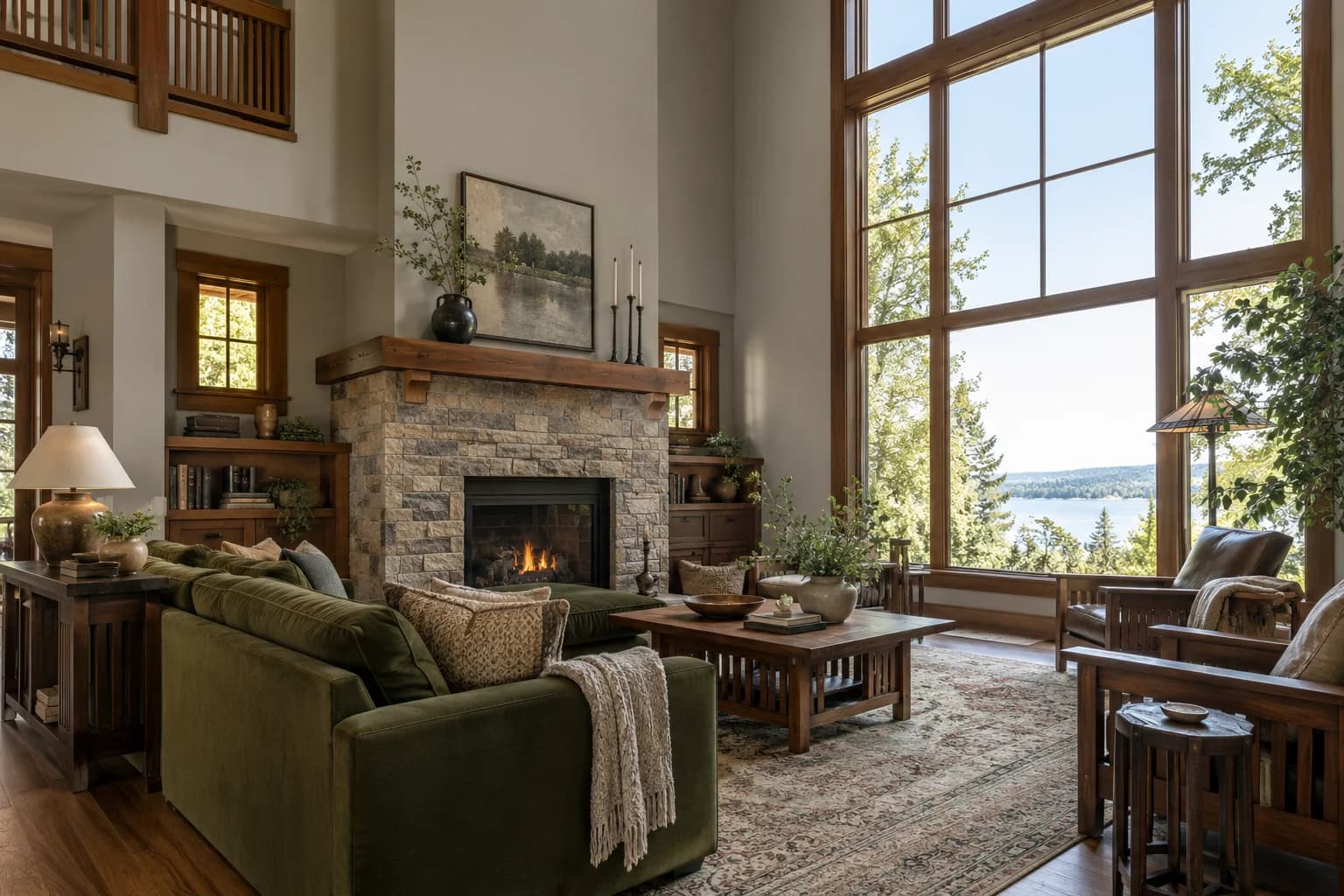 Mindful Gray walls in an Arts and Crafts living room