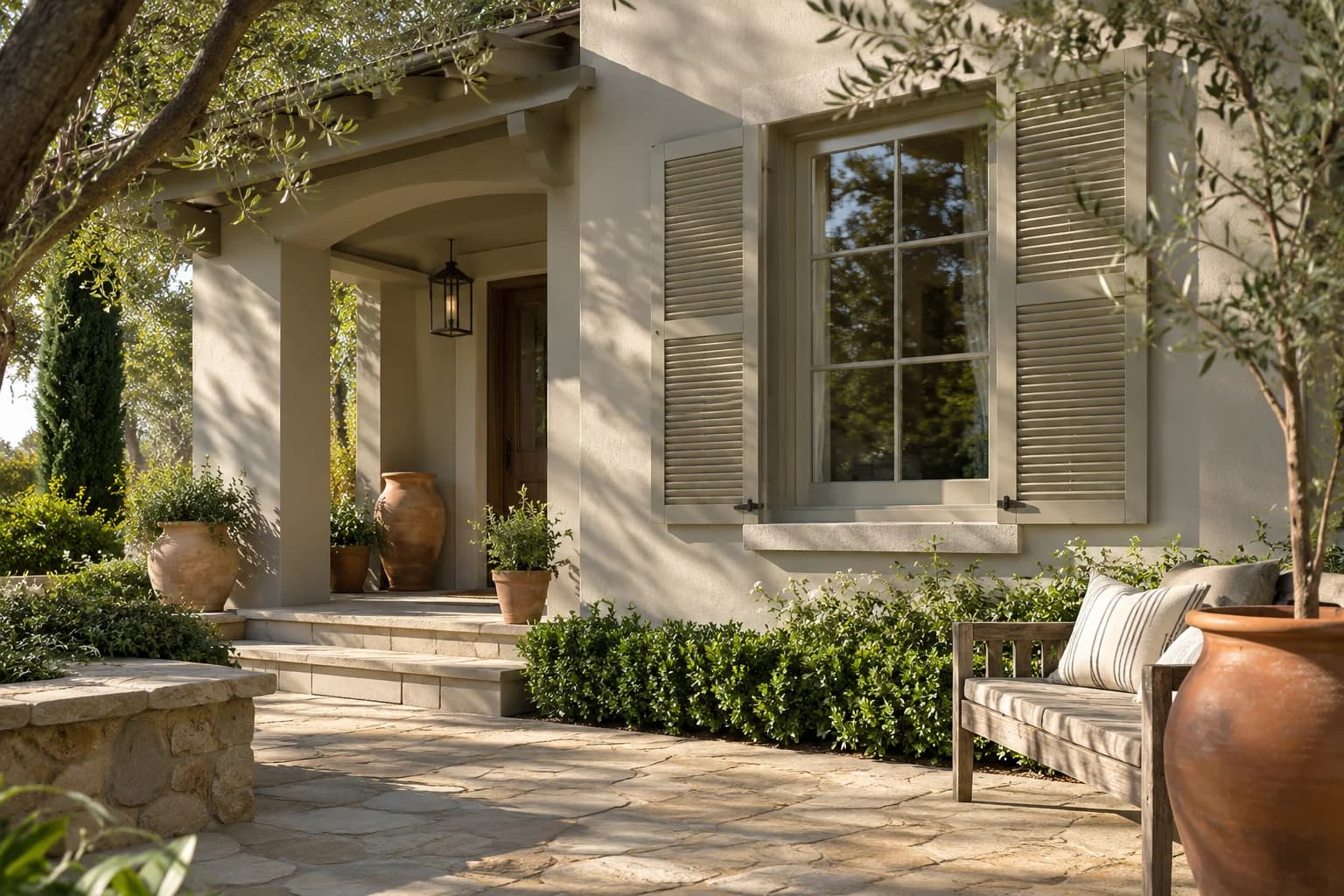 Shutters & trim featuring Mindful Gray paint