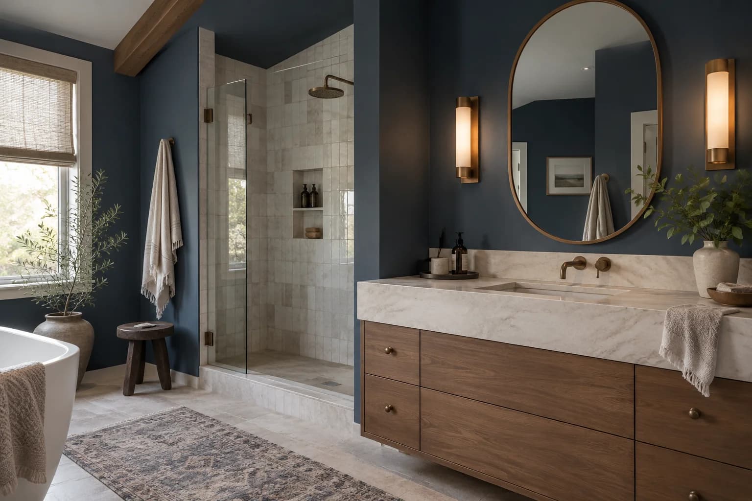 Bathroom featuring Naval paint
