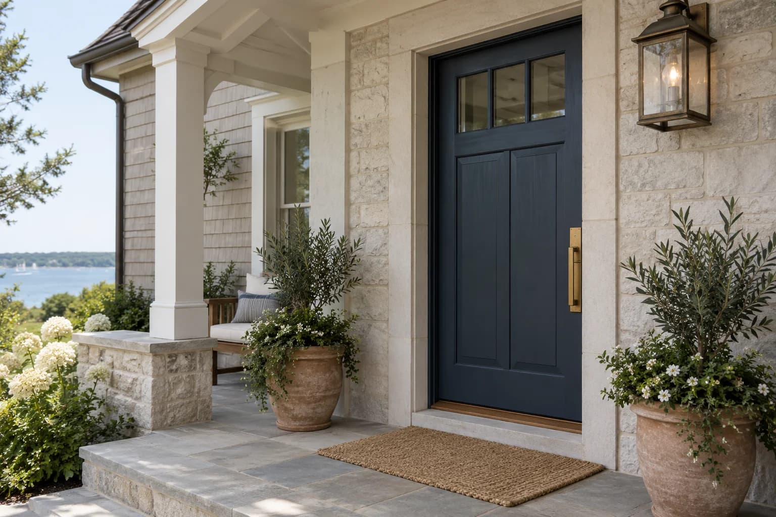 Front door featuring Naval paint