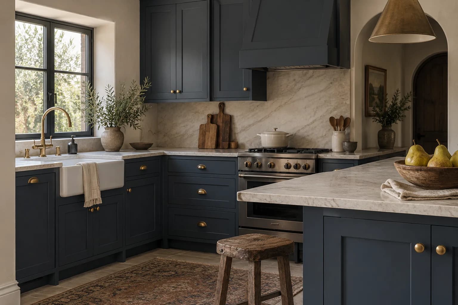 Kitchen cabinets featuring Naval paint