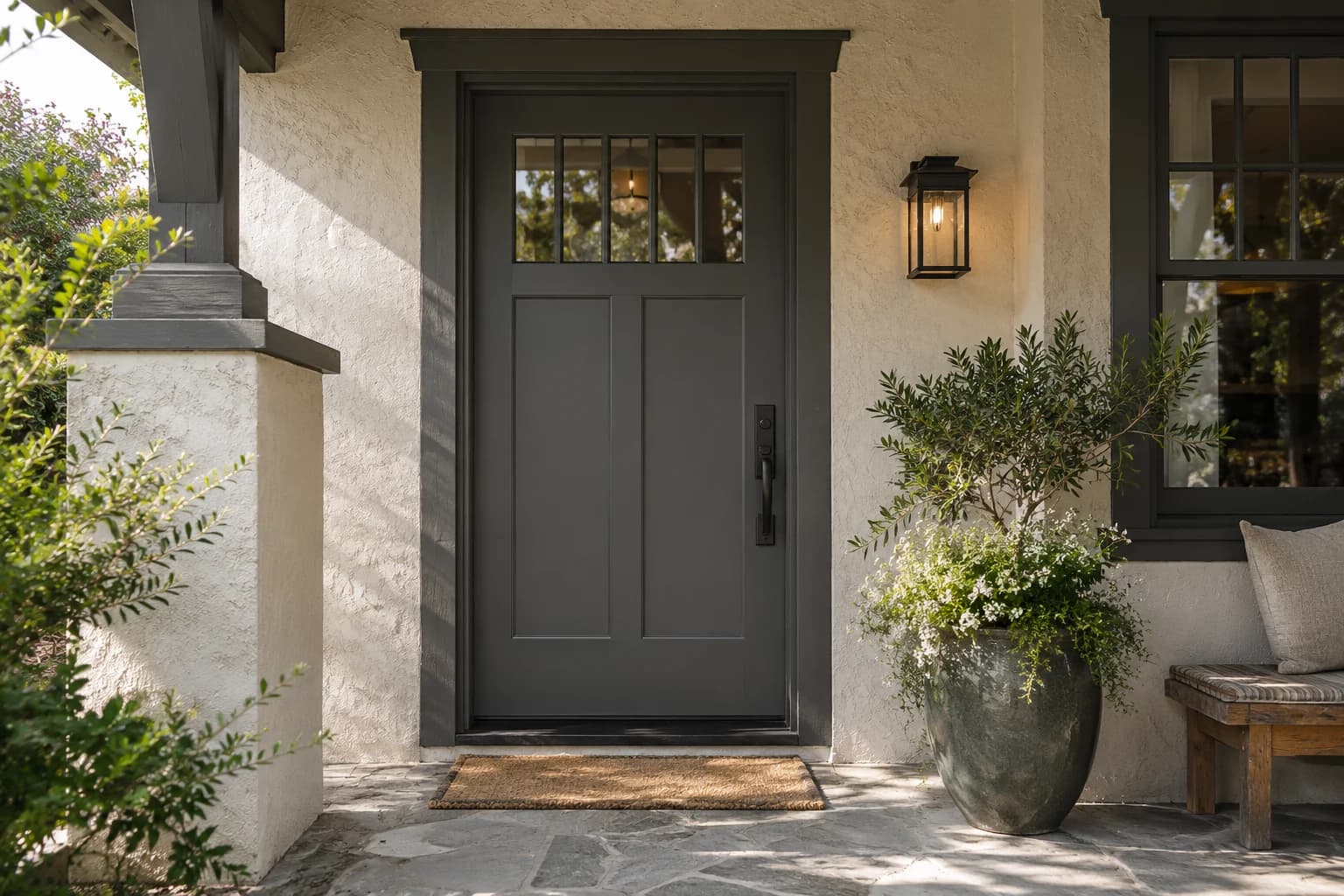 Front door featuring Peppercorn paint