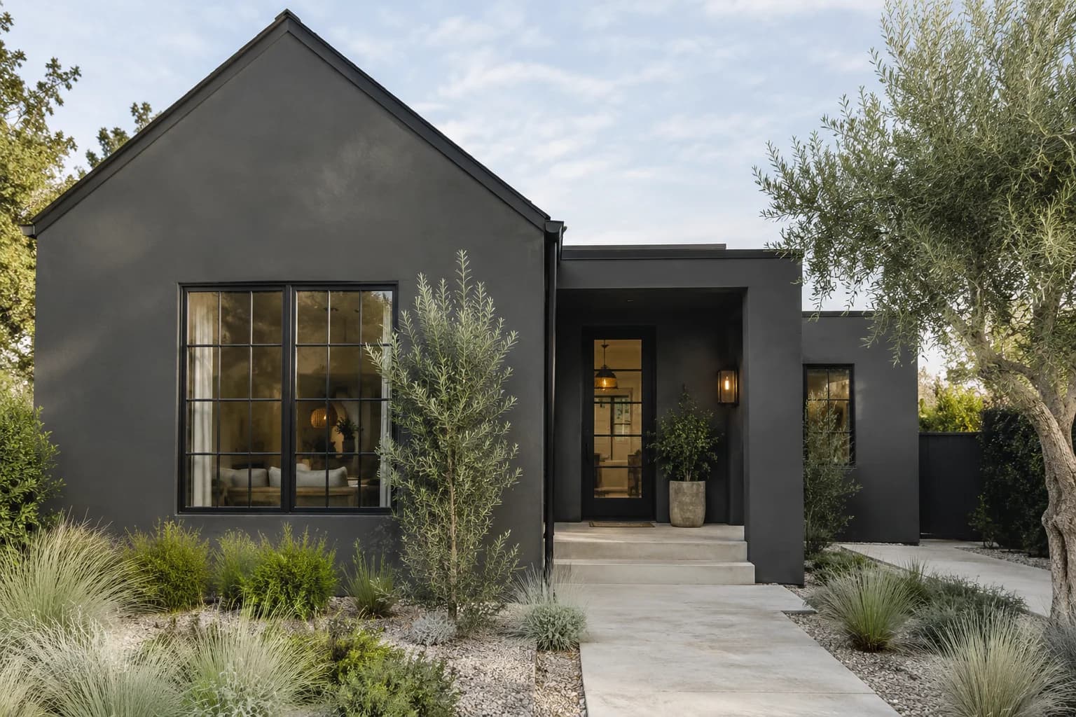 Stucco featuring Peppercorn paint