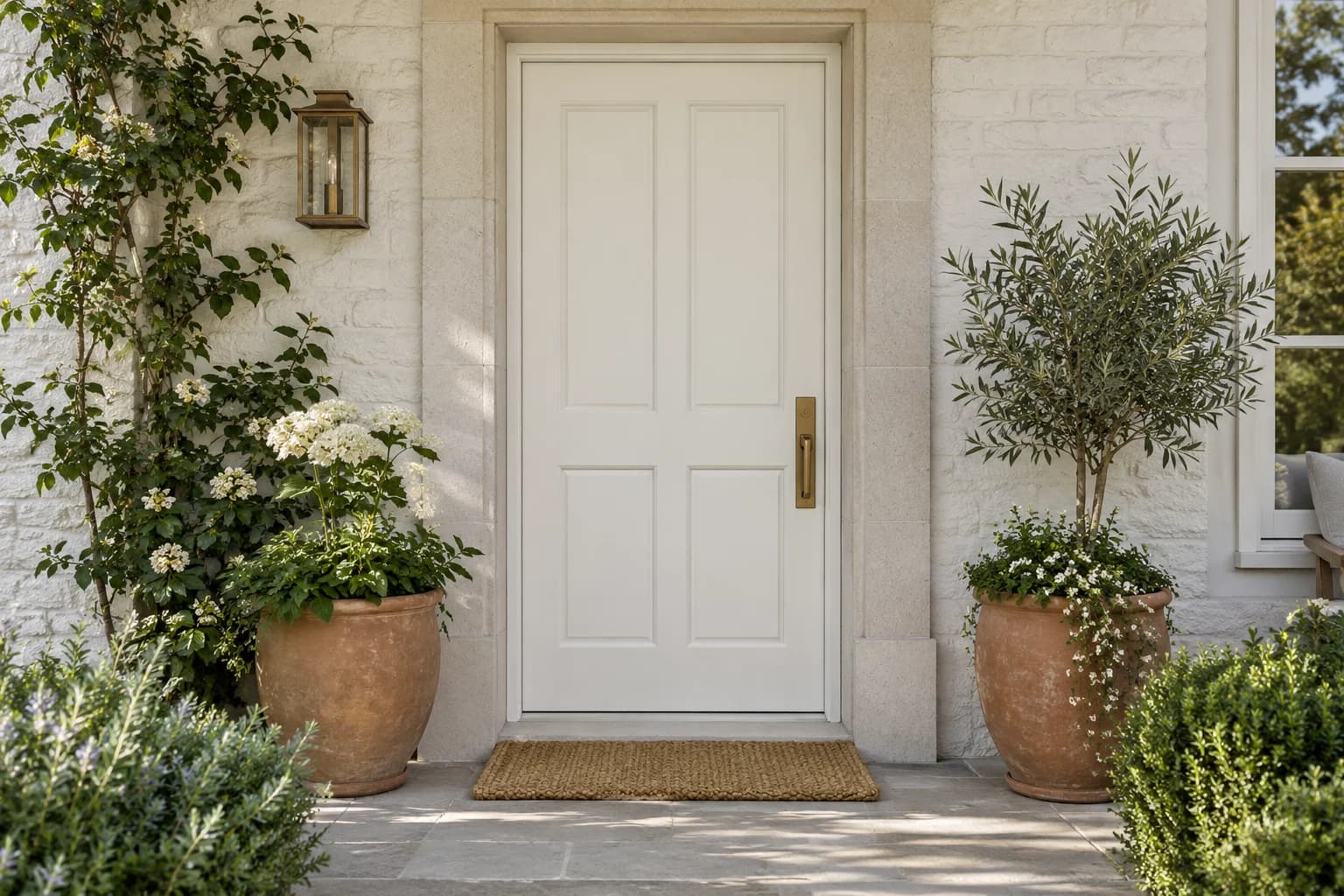Front door featuring Pure White paint