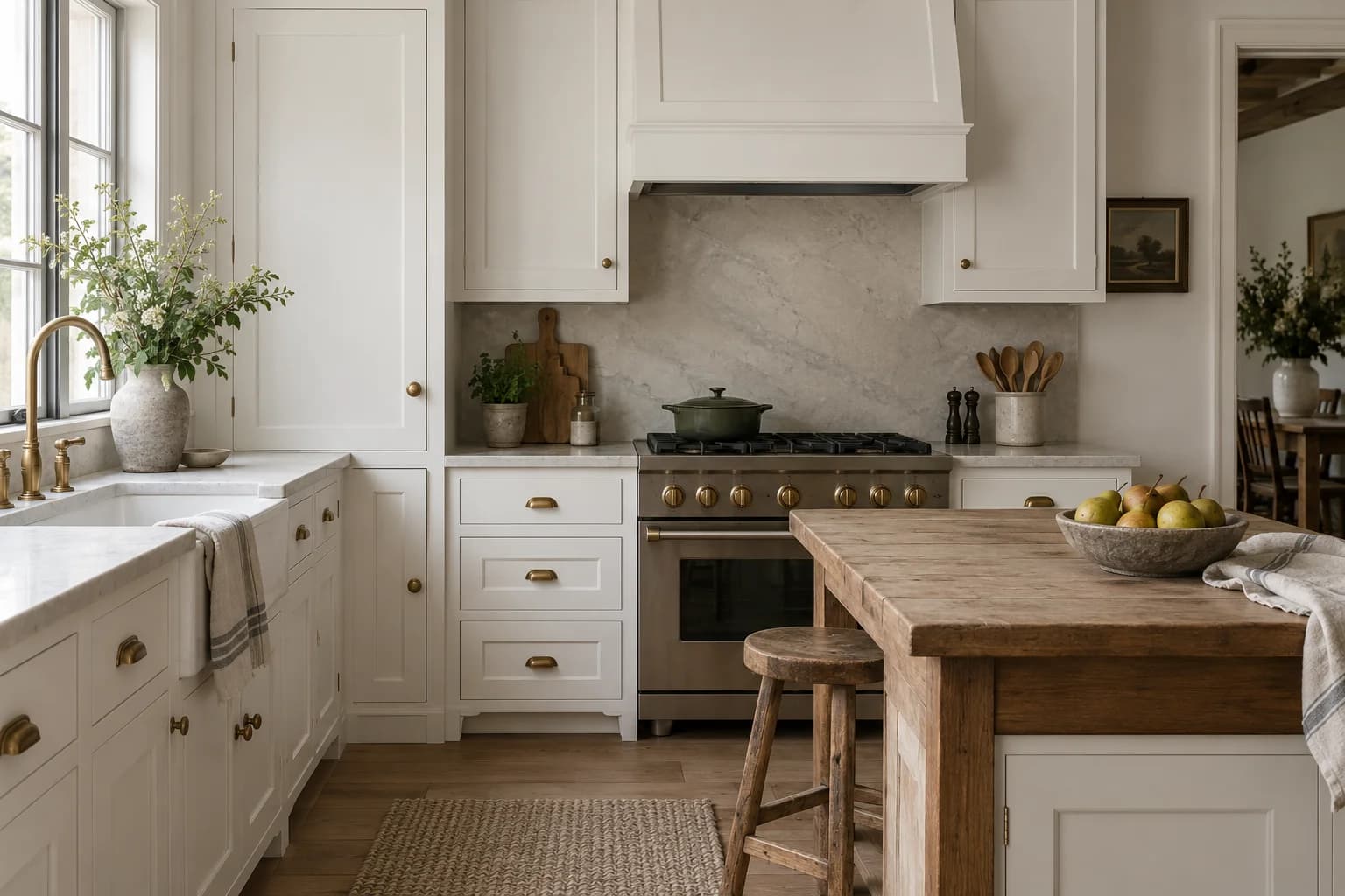 Kitchen cabinets featuring Pure White paint
