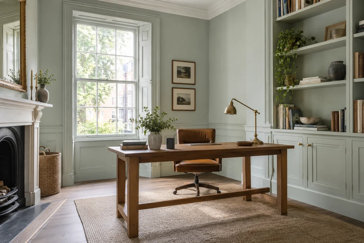 Home office featuring Rainwashed paint