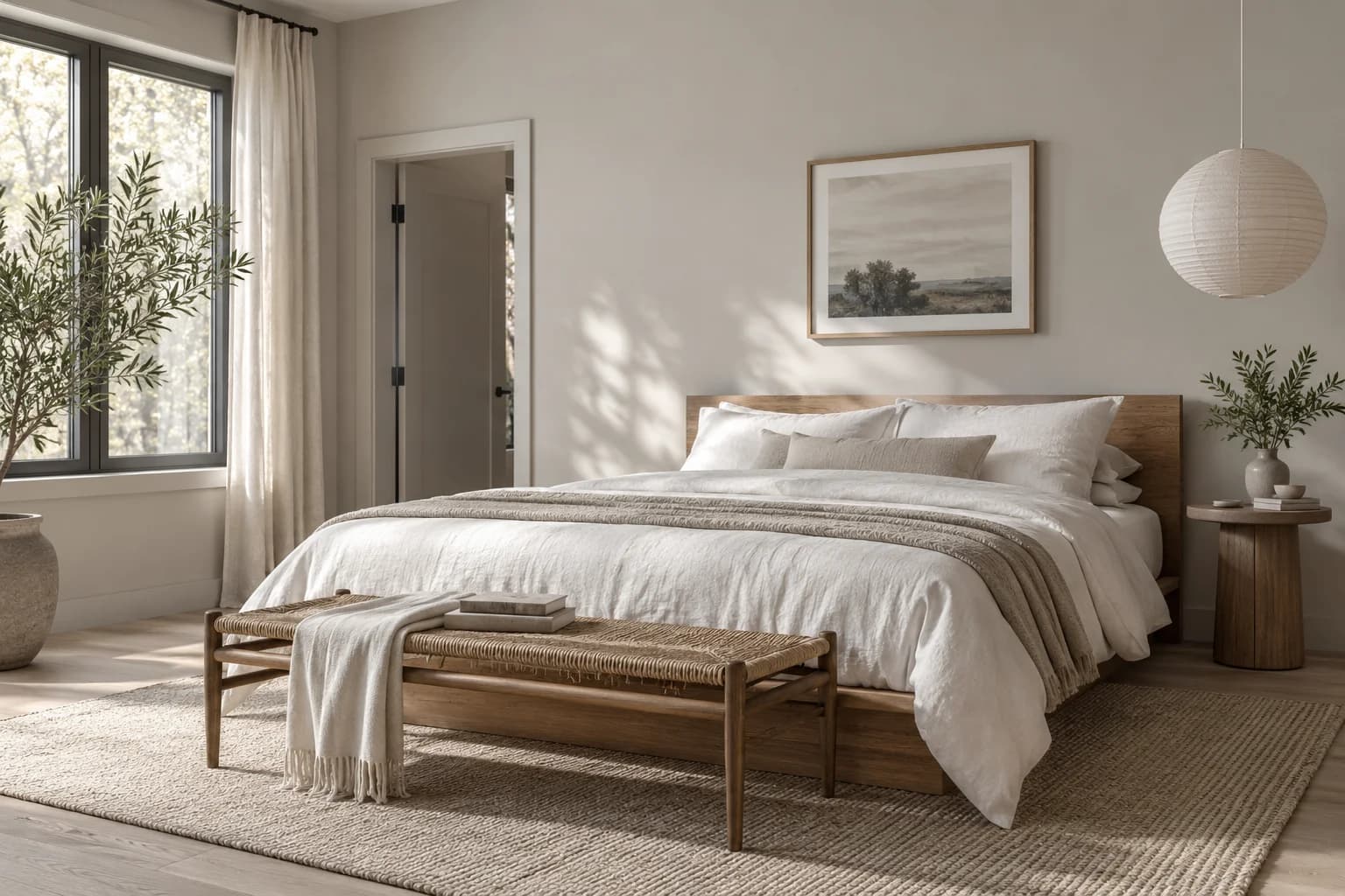 Bedroom featuring Repose Gray paint