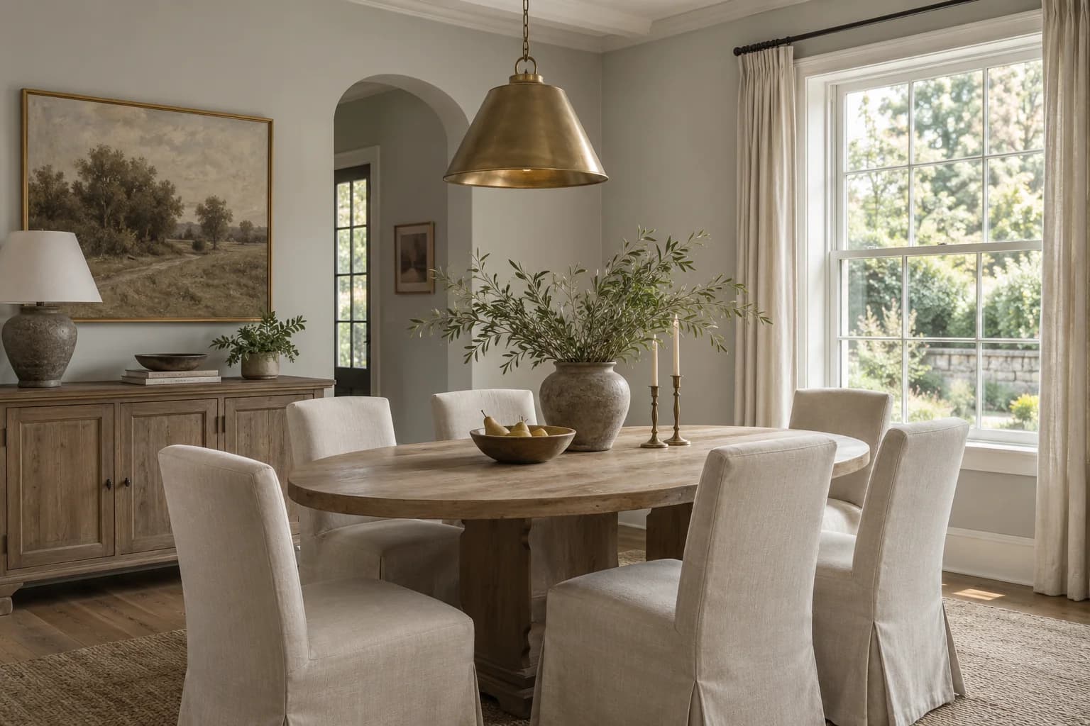 Dining room featuring Repose Gray paint