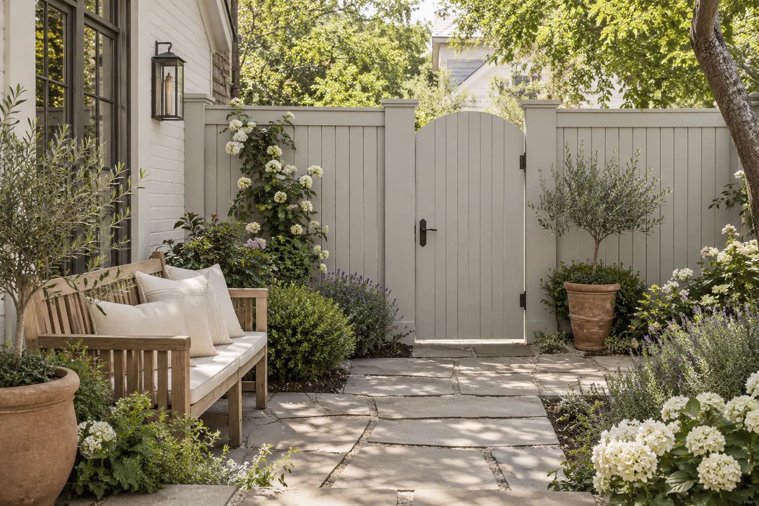 Fences & garden structures featuring Repose Gray paint