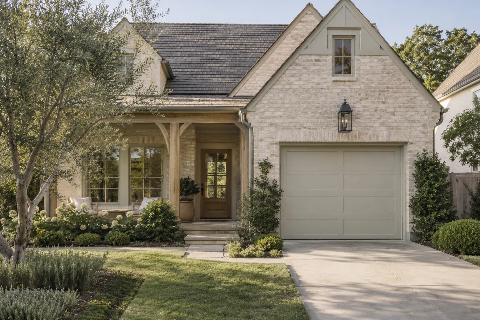 Garage door featuring Repose Gray paint