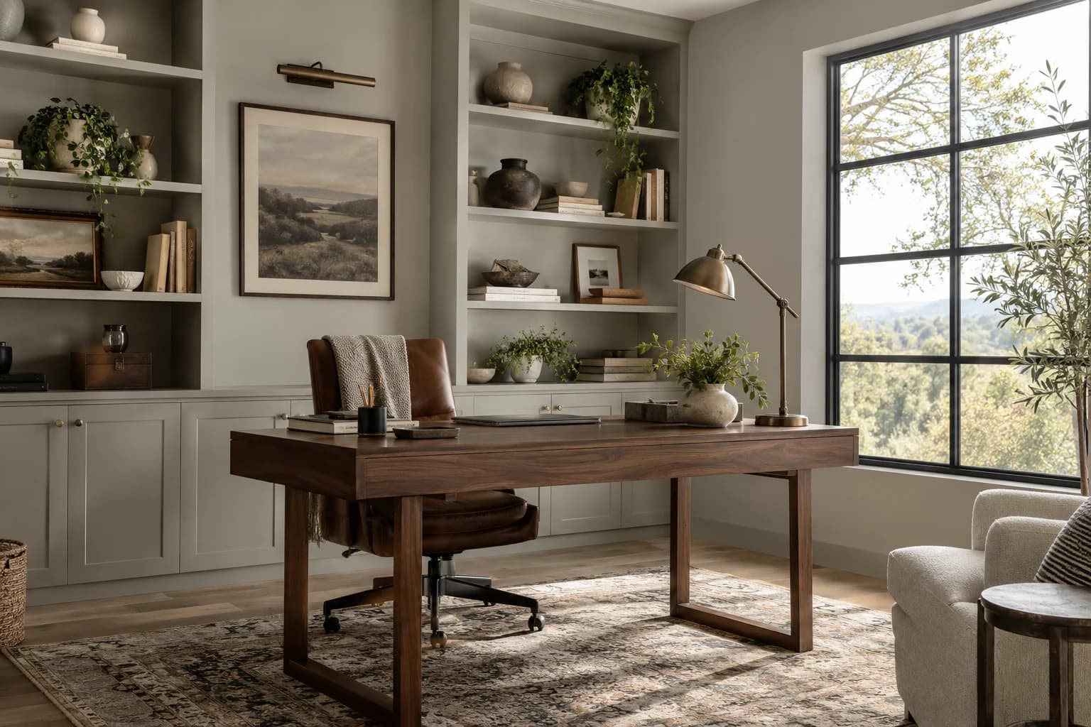 Home office featuring Repose Gray paint