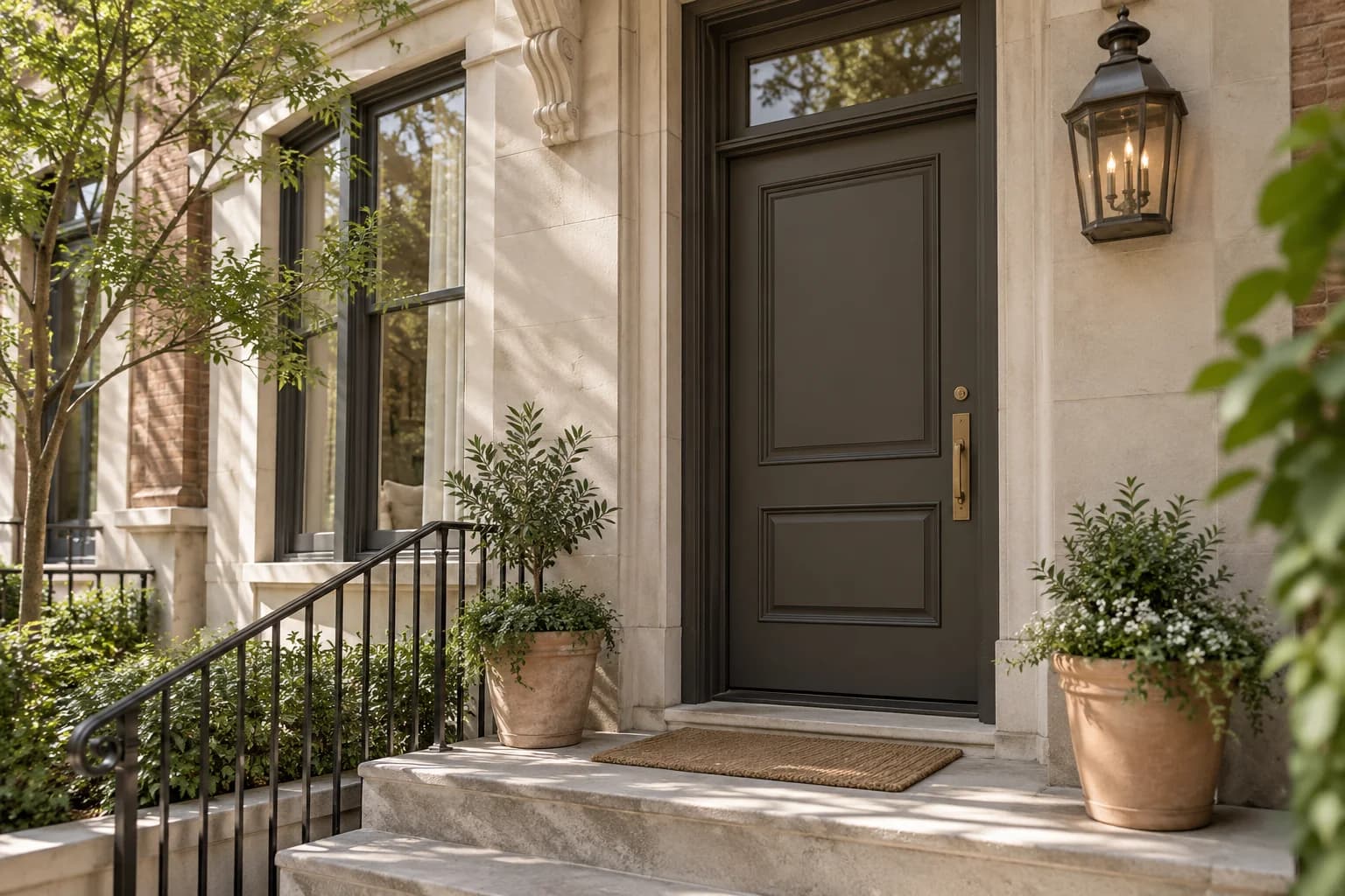 Front door featuring Urbane Bronze paint