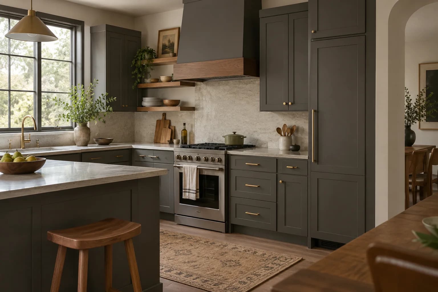 Kitchen cabinets featuring Urbane Bronze paint