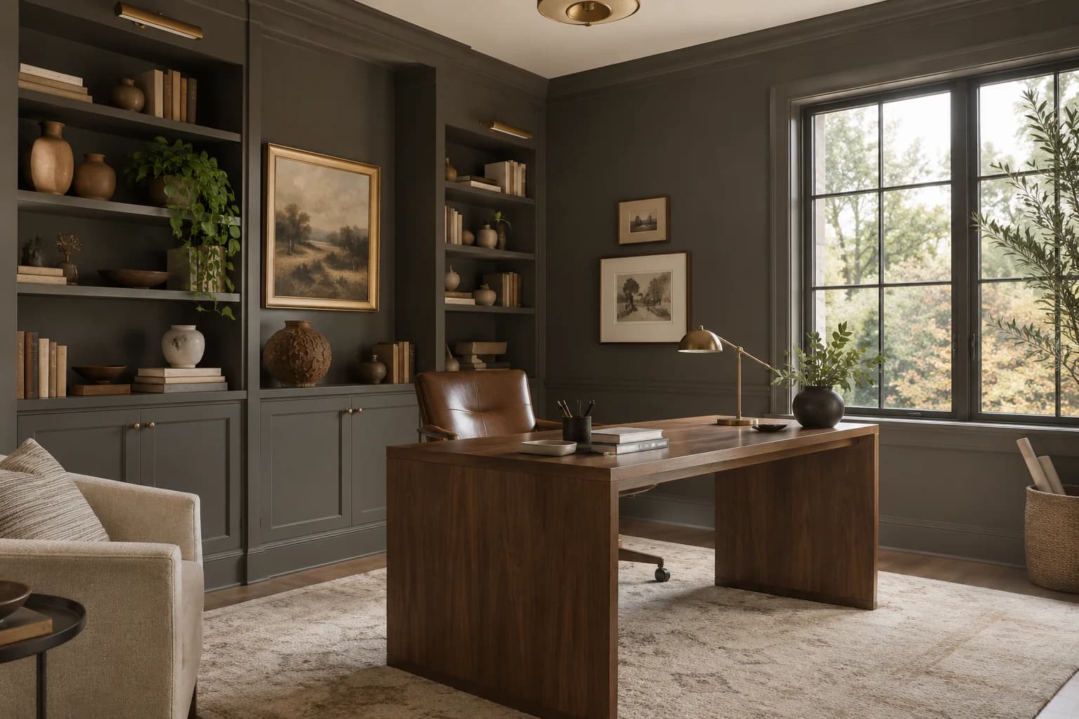 Home office featuring Urbane Bronze paint